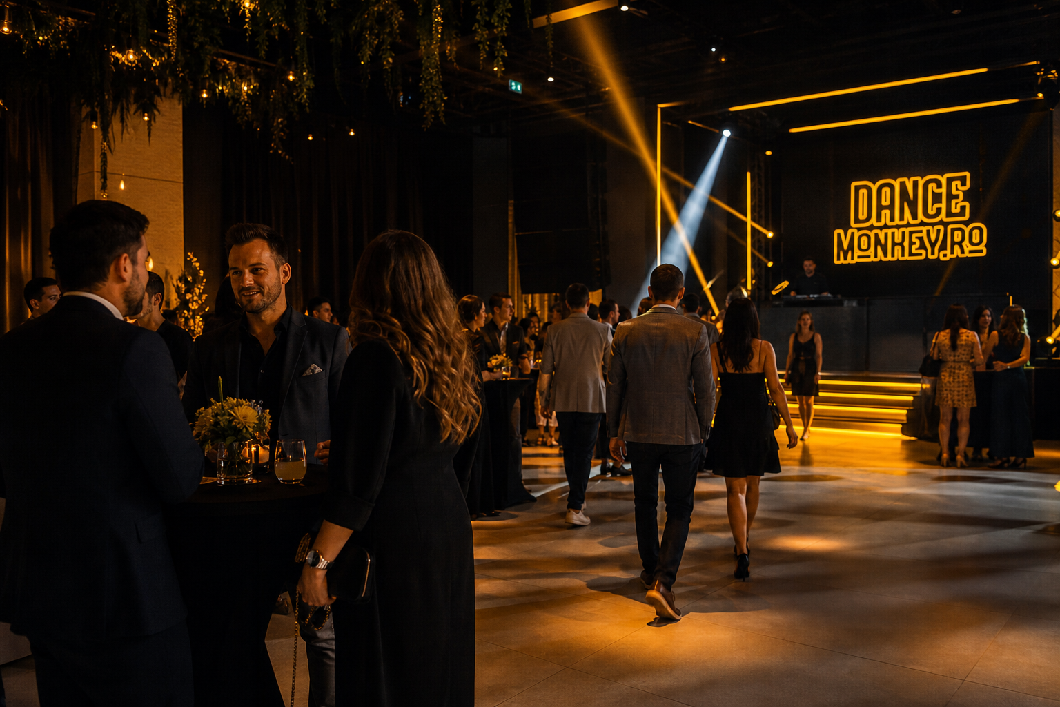 Invitați la un eveniment corporate trec treptat de la conversații de networking spre ringul de dans.